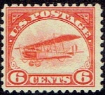 US Airmail Stamp 1918 6¢ Scott #C1