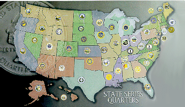 US Statehood Quarter Map